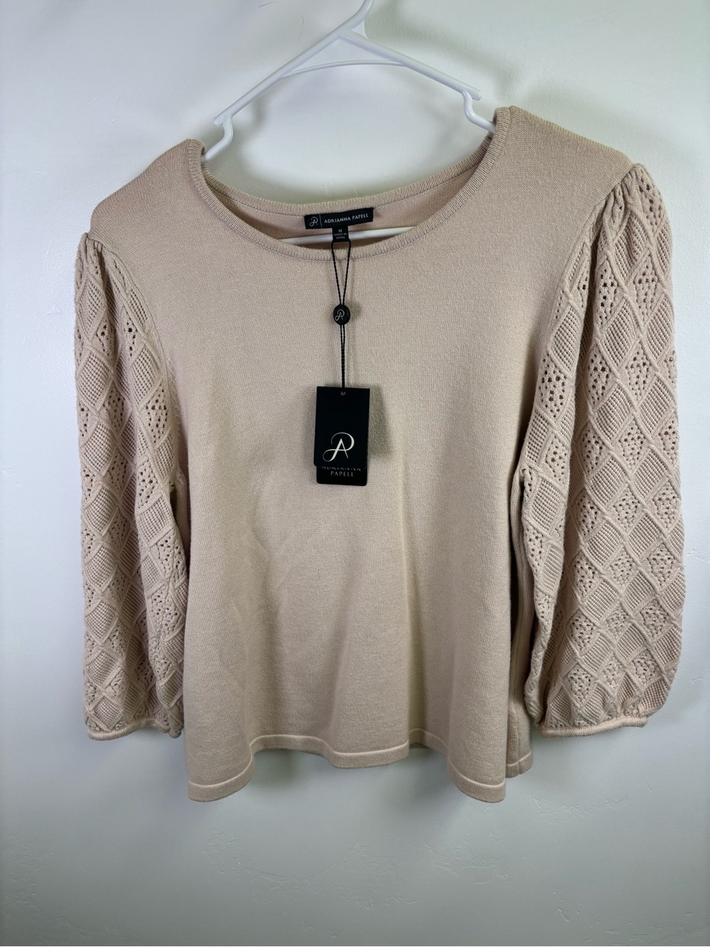 ADRIANNA PAPELL PULLOVER SWEATER
WOMEN MEDIUM  SOFT BLUSH COLOR
COQUETTE CROCHET